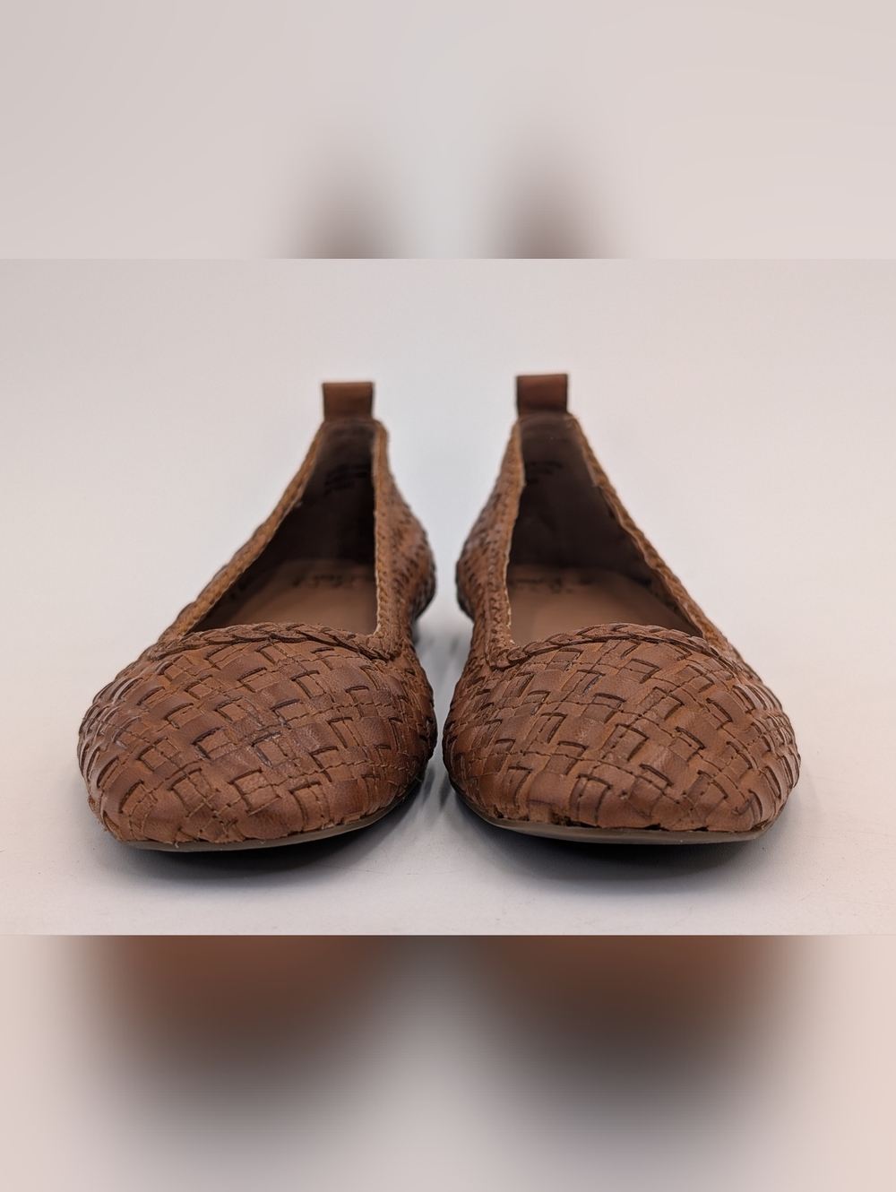 Handcrafted Soft Woven Leather Ballet Flats Sz 7.5 Gold Tone Accents & Pull Tabs - Picture 15 of 17